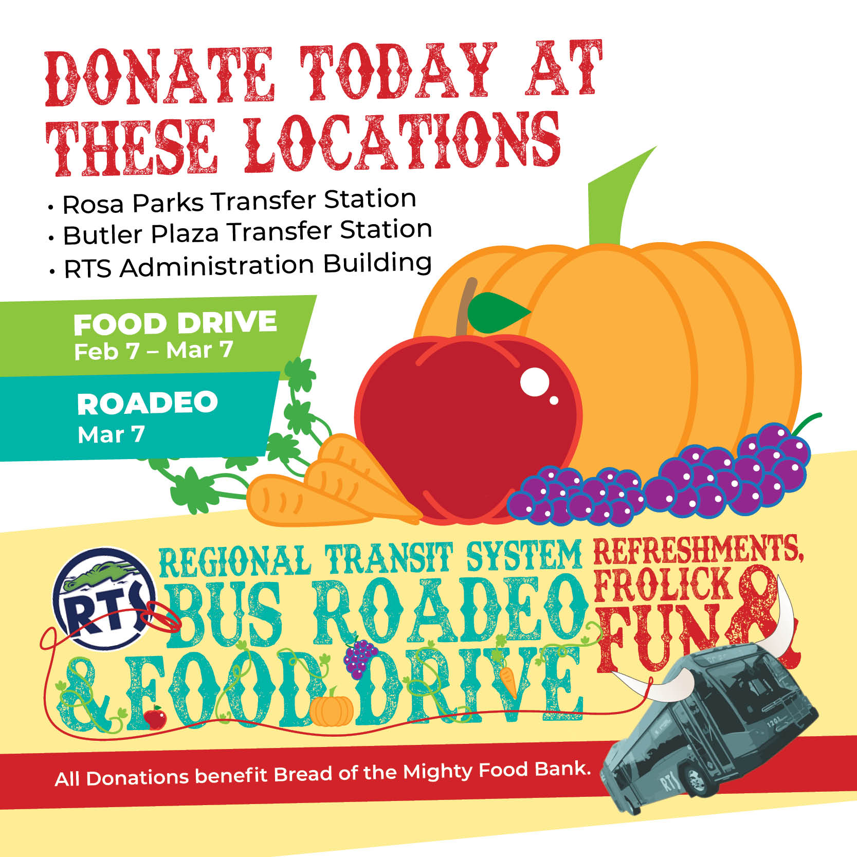 Bus Rodeo Food Drive facebook graphic