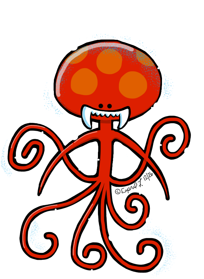 cute toothy tentacle alien