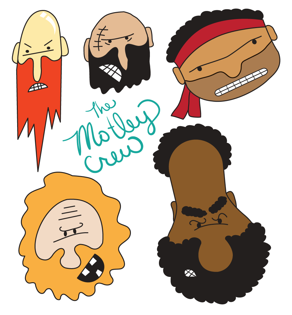study of comical pirate faces