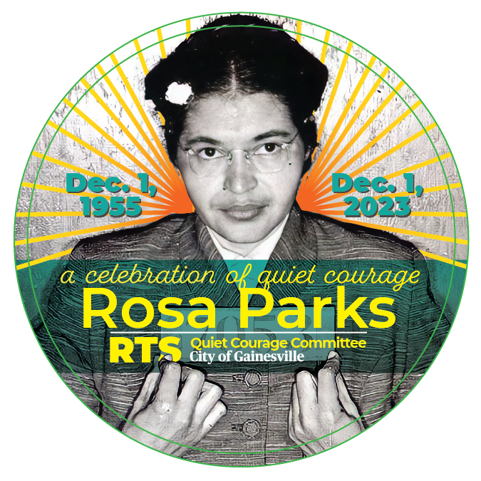 4-inch 2023 Rosa Parks Day event pin back button.
